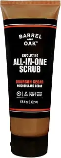 Olivina Men Exfoliating All-in-One Body Scrub, Bourbon Cedar, 6.5 Fluid Ounce