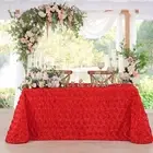 Red Tablecloth Rectangle Party Table Cloths 90x156 Inches Satin Floral Table ...