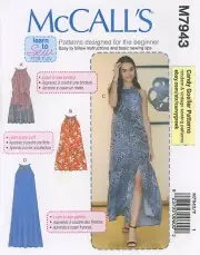 McCall's M7943 LEARN TO SEW Pillowcase Dress in 2 Lengths, Tie Belt Sz 16-22 UC