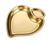 Snack Plate Peach Shape 2 Section 304 Stainless Steel Food Dessert Appetizer Plate for Restaurant-Golden
