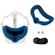 Silicone Vr Eye Mask Lens Cover Set for Oculus Quest 2 - Navy Blue