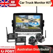9" Digital Wireless HD Quad Splitscreen DVR Monitor Reversing 4x Cameras 12V/24V