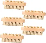 Ipetboom Wood Pig Mane Cleaning Brush Set 5 Pack Long Handle Scrub Brush for Fingernails Hand Wash Grout