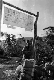 Mount Hotham Victoria 1925 - A man beside a sign proclaiming 'Hoth- Old Photo