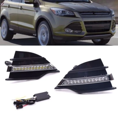 1 Pair Front Bumper LED Lamp Day Running Light For Ford Escape Kuga 2013-2015 (for: Ford)