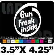 GUN FREAK INSIDE FUNNY GUN DECAL S&W ARMALITE SPRINGFIELD RUGER COLT AR