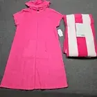 Wonder Nation Coverup w Towel Girls XL Pink Short Sleeve Hooded Full Zipper NWT