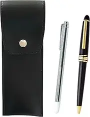 BRSB-701S-8838B Round Button Japanese Pen Case Black Metal Indicator Stick and Metal Ring Cap Sliding Retro Pen Set