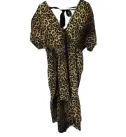 TOPSHOP | NWT Women’s 6 Maternity Leopard Print Midi Dress Bow Tie Back Ruffle