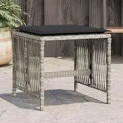 4 pcs Light Grey Poly Rattan Garden Stools with Cushions, 41x41x36 cm, Durable Outdoor Patio Seating with Removable Covers, UV-Resistant, Waterproof, Storage Ottoman Perfect for Patio
