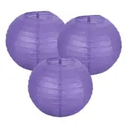 3Pcs Decorative Hanging Round Paper Lanterns 20cm/8", Violet
