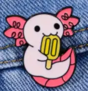Axolotl eating an Icey pole enamel pin - Free AU Post - AU Stock