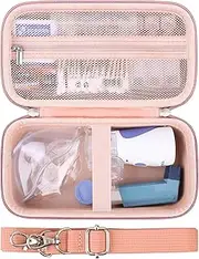 Supmay Hard Case for Portable Nebulizer Handheld Mesh Inhaler Spacer Nebulizers Machine for Adults & Kids Travel Household Use, Protective Holder Bag with Mesh Pocket for USB Cable, Battery, Rose Gold