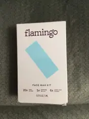 New Flamingo Face Wax Kit - 20 Strips, Calming Serum, 6 Post-Wax Cloths