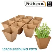 10Pcs Square Peat Pots Plant Starter Nursery Pots for Seedings Garden 8cm AU