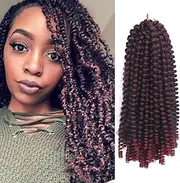 Eerya Afro Spring Twist Crochet Braids 3 Pack Bomb Twist Crochet Hair Ombre Colors Synthetic Jamaican Bounce Short Fluffy Hair Extension 8inch (BUG#)