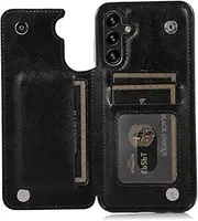 [GoshukunTech] Wallet Case for Galaxy A35 5G[Double Magnetic Clasp Durable Shockproof Cover] with Card Holders PU Leather Kickstand Card Slots for Samsung Galaxy A35 5G-Black