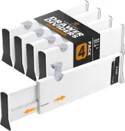 Adjustable Deep Drawer Divider – 5" Tall, Expandable 13-22", 4-Pack, Non-Slip Dr