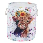 Highland Cow Print Kids Laundry Basket Cute Baby Nursery Hamper Farmhouse