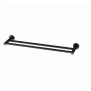 New Double Towel Rail 60cm Rack Matte Black Round Plate Phoenix Radii RA813 MB