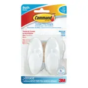 3M Command Medium Bath Hooks, Frosted, Holds up to 3 lbs - 2 Hooks