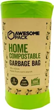 Compostable Bin Liners 8L Kitchen Garbage Bags Biodegradable [39X42Cm] (50 Pack)