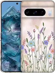 SuzaCase Back Case for Google Pixel 8 pro 5G, Pixel 8 pro Case - Stylish Floral with Stems Pattern Watercolored Design Printed Cute Durable Hardshell Protective Phone Case/Cover for Pixel 8 pro