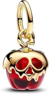 [PANDORA] Moments Disney Villains Evil Queen Apple Charm Pendant Made of Sterling Silver with Gold-Plated Metal Alloy, Compatible Moments Bracelets, 763421C01, One size, Sterling Silver, No Gemstone