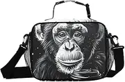 Monkey Drink Coffee Insulated Lunch Box for Women Men - Ideal for Work, Picnics - Includes Adjustable Shoulder Strap