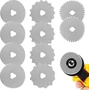 Abizarch 10Pcs Crochet Edge Rotary Cutter Blade Set 45mm Perforating Rotary Blade 12/15 Teeth Crochet Skip Blade Rotary Cutter Replacement Skip Stitch Rotary Blade Dotted Line Rotary Blade(silver)