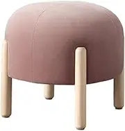 Round Footstool, Soft Cotton Shoe Bench, Modern Solid Color Ottoman for Children, Cute Dressing Stool Pink