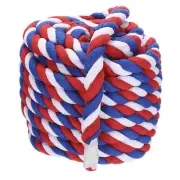 Natural Twisted Cotton Rope 1 Inch x 50 Feet Tug of War Rope, Red Blue White