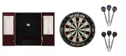Bristle Dartboard + Mahogany Steel Tip Cabinet + R&R + Fatal Shot Darts