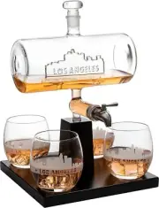 Los Angeles Whiskey Decanter Dispenser LA Collectible With 4 Glasses