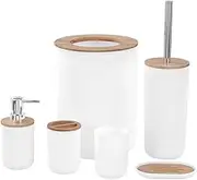 6pc Boxsweden WH Bathroom Set Soap Dispenser/Toilet Brush/Toothbrush Holder/Bin