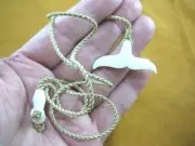 J-Whale-1) WHALE TAIL PENDANT Necklace watch whales tails water buffalo material