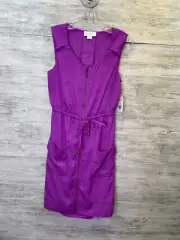 Jessica Simpson Dress 6 Purple Sleeveless Drawstring Waist Full Zip Short