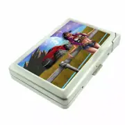 Pin Up Cowgirls D10 100's Size Cigarette Case with Built in Lighter Metal Wallet