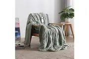 Dreamaker Coral Fleece Heated Throw Blanket Sage 180x200cm