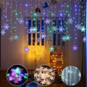 Christmas 96 LED Curtain Window Snowflake String Fairy Lights Waterproof Decor