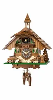 Quartz Cuckoo Clock Black forest house EN 444 Q NEW
