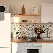 Alwayspon 10Pcs Peel and Stick Tile Transfer Stickers, Brown Floral Tile Decal Self-Adhesive Vinyl Backsplash Stick on Wall Tiles for Kitchen Bathroom Home Decor DIY, 15cm/6inch