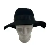 Nordstrom Hat Womens One Size Black Wool Felt Floppy Wide Brim Adjustable Fit