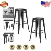 Versatile Stackable Bar Stools - Backless Metal Design for Indoor/Outdoor Use