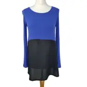 Phase Eight Ladies Top Size 8 Blue Black Tunic Semi Sheer Long Willow BNWT