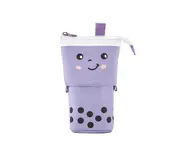 Convenient Pen Case Decorative Canvas Cartoon Shape Folding Stationery Organizer Box for Home-Purple
