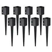 Metal Fence Post Anchor Ground Spike 8 Pack 24x4x4 Inch Heavy Duty Stakes