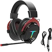 Wireless & Wired Gaming Headset, Bluetooth Gaming Headset with Microphone, Bluetooth Headphones Over Ear 600mAh with Comfortable Headband for Travel Work Gaming