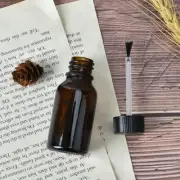 1x empty amber glass bottle with screw caps cone lid, brush, rake covers B_R2