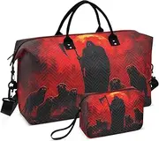 [YXYZRMY] Gothic Death Scary Dog Travel Duffel Bag Gym Bag Sports Tote Bag with Multiple Interior Pockets Shoulder Weekender Bag for Women Men with Toiletry Bag 20.5”x 7.9”x 13.8”, Multi-Colored, one